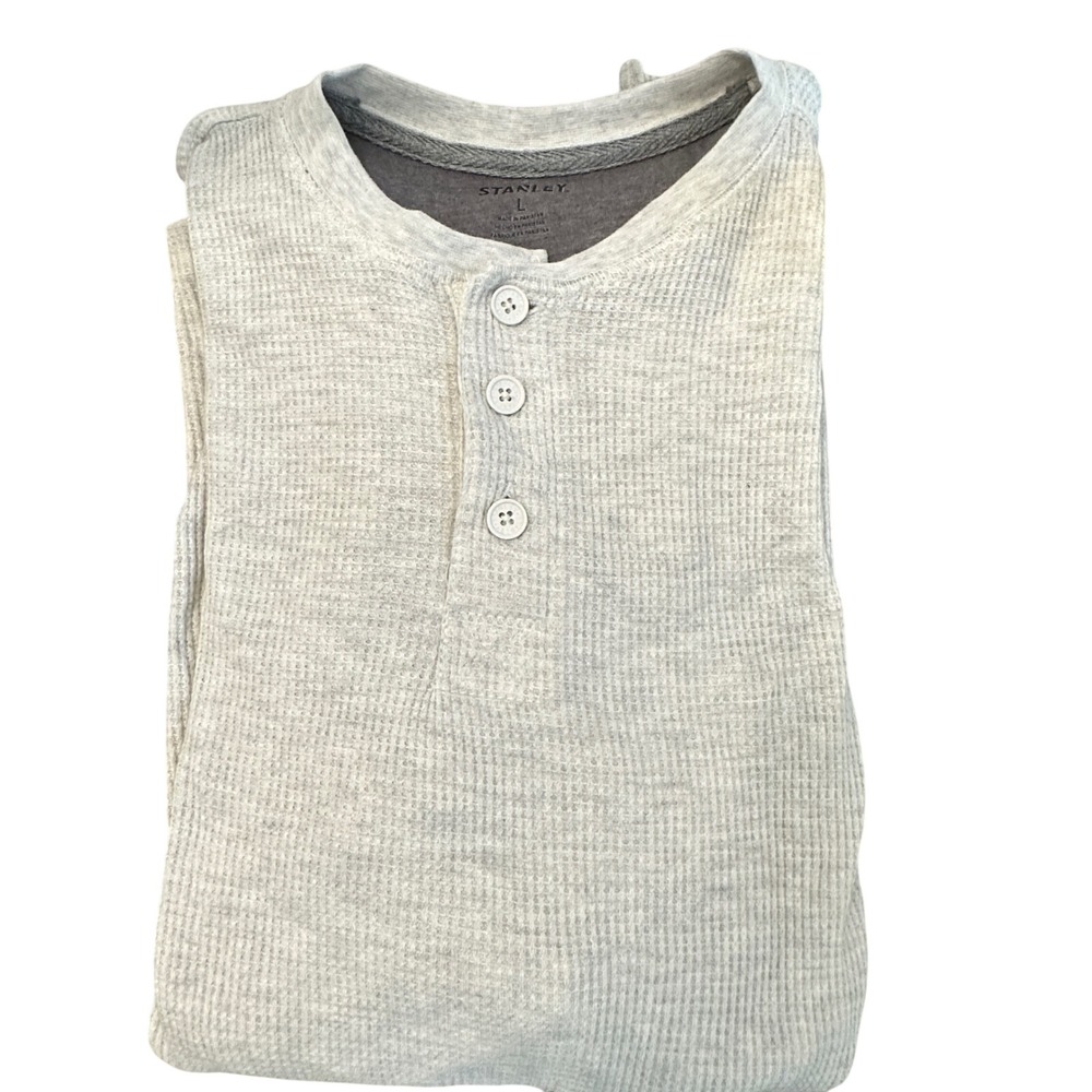 Stanley Workwear Henley Shirt Oatmeal Waffle Knit Cotton Blend Large NWT
